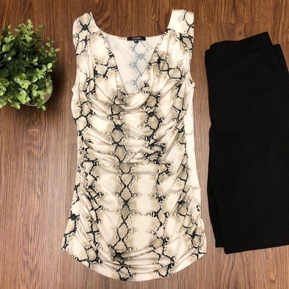 Fitted Ruched Snake Print Top - Picture 2 of 2